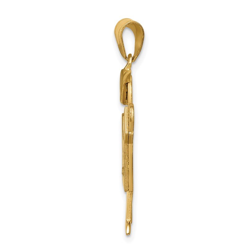 14k The Kids Medium Boy with Hat on Left AA Diamond Kiss Pendant