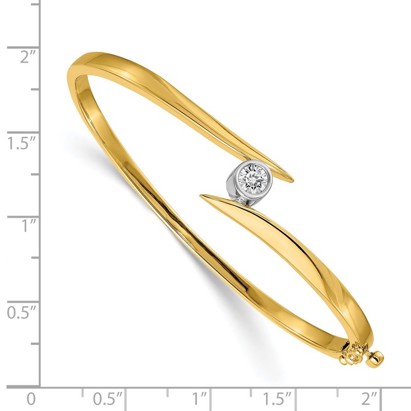 14k Two-tone Complete 3/8 carat VS Diamond Hinged Oval Bangle Bracelet