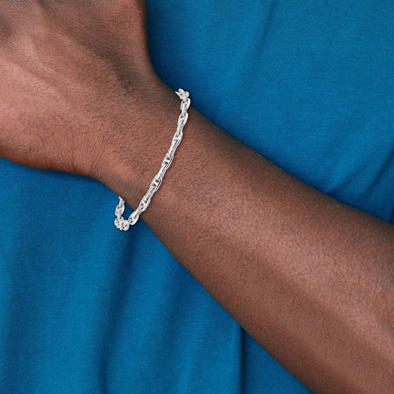14K White Gold 18 inch 5.1mm Hand Polished Fancy Link with Lobster Clasp Chain