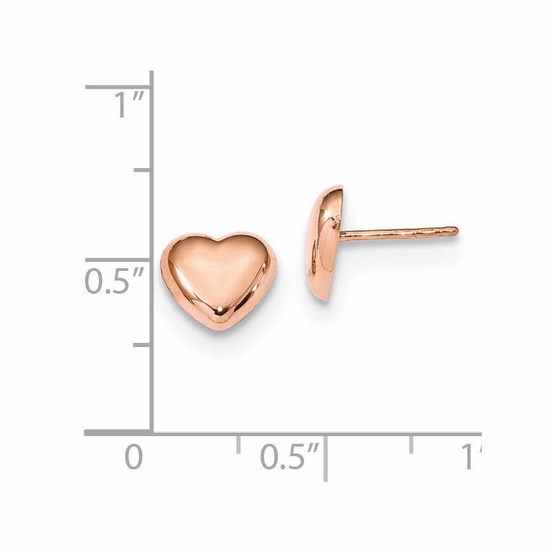 14k Rose Gold Polished Heart Post Earrings