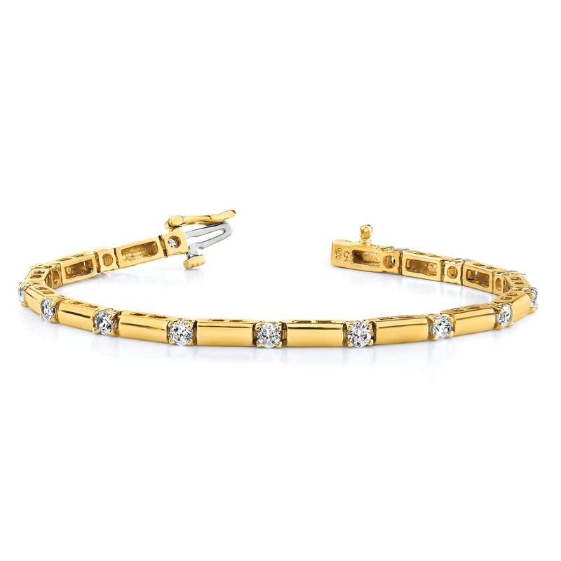 14k Complete 2.1 carat Round A Diamond Bar Link 7 inch Tennis Bracelet
