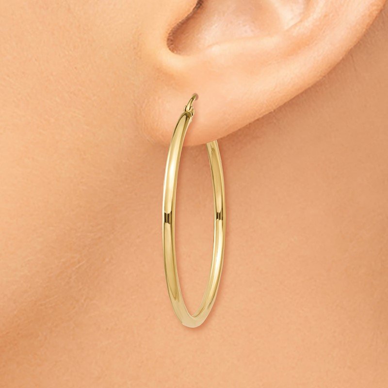 14k 2x35mm Polished Lightweight Tube Hoop Earrings
