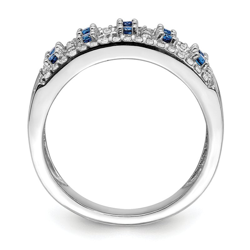 14k White Gold Diamond and Sapphire Fancy Ring