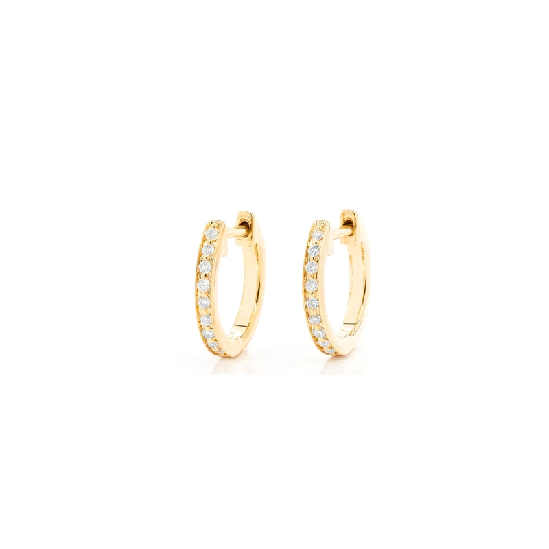 One Row Huggie Hoop Earrings 14K