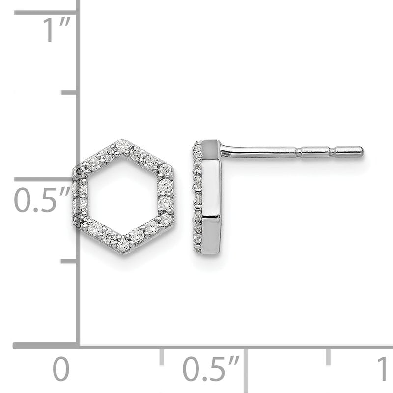 14K White Gold 1/5 carat Lab Grown Diamond VS+ F+ Complete Hexagon Post Earrings