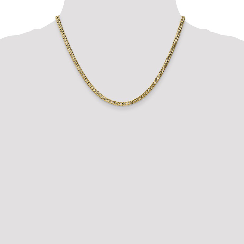 14K 26 inch 3.9mm Flat Beveled Curb with Lobster Clasp Chain