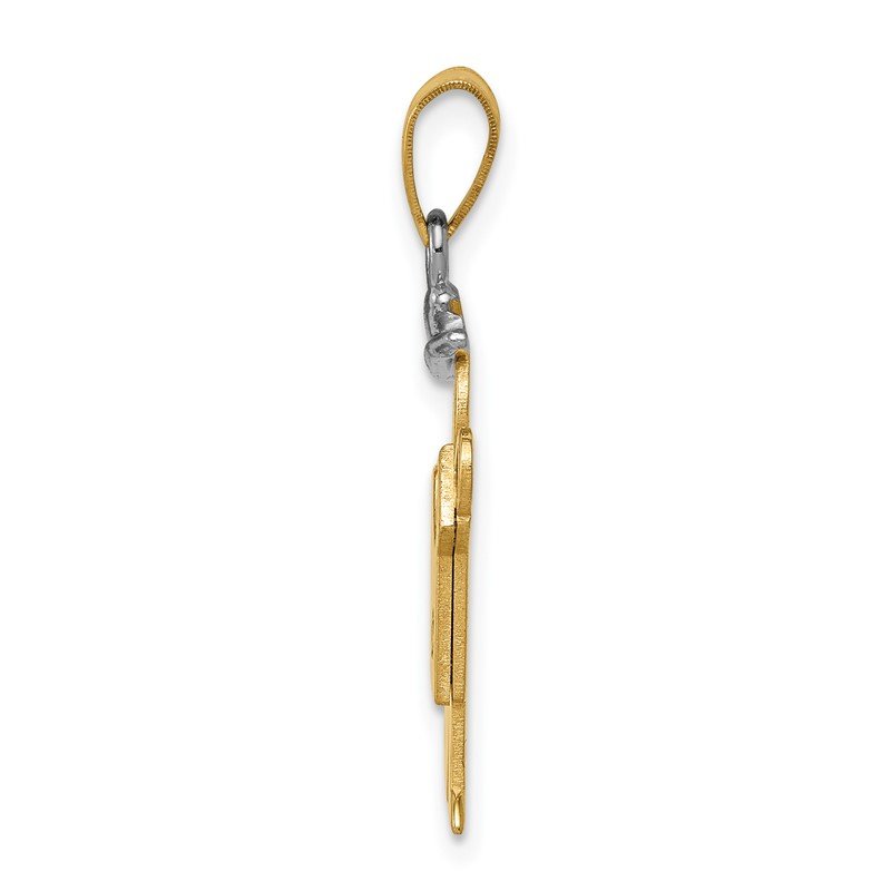 14k Two-tone The Kids Small Boy with Hat on Left AA Diamond Kiss Pendant
