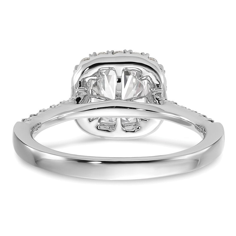 14K White Gold 3/8 carat Lab Grown Diamond VS+ F+ Semi-Mount Cushion Halo Engagement Ring