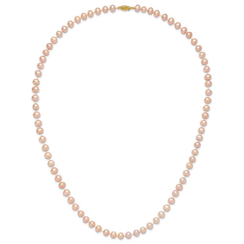 14k 7-8mm Pink Near-Round Freshwater Cultured Pearl 16 inch Necklace