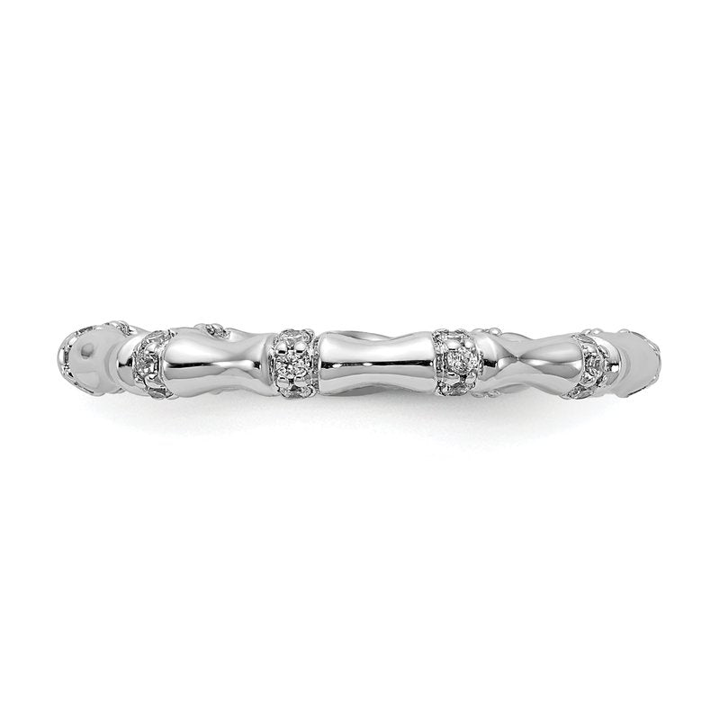 14k White Gold Diamond Fancy Bamboo Ring