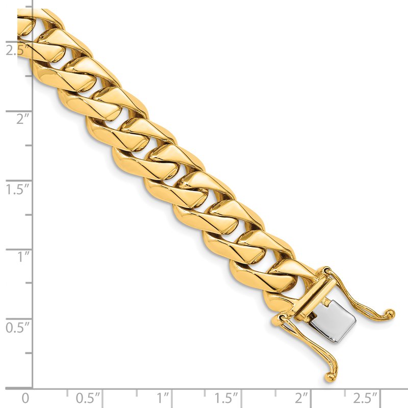 14K 20 inch 11mm Hand Polished Fancy Traditional Link with Box Catch Clasp Chain
