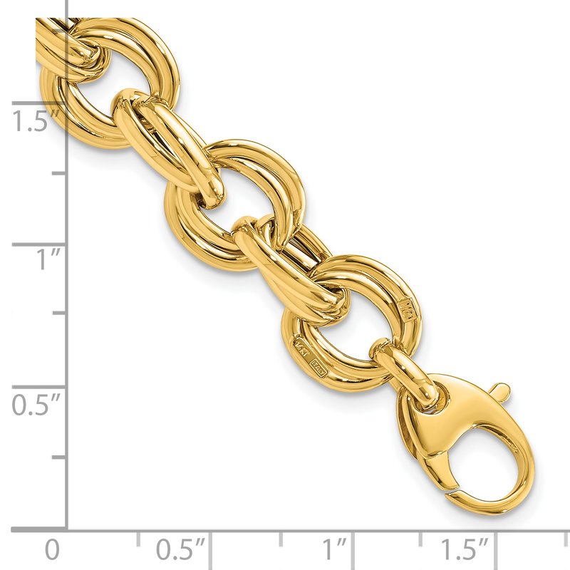 14K Polished 11mm Fancy Double Link Cable 8 inch Bracelet