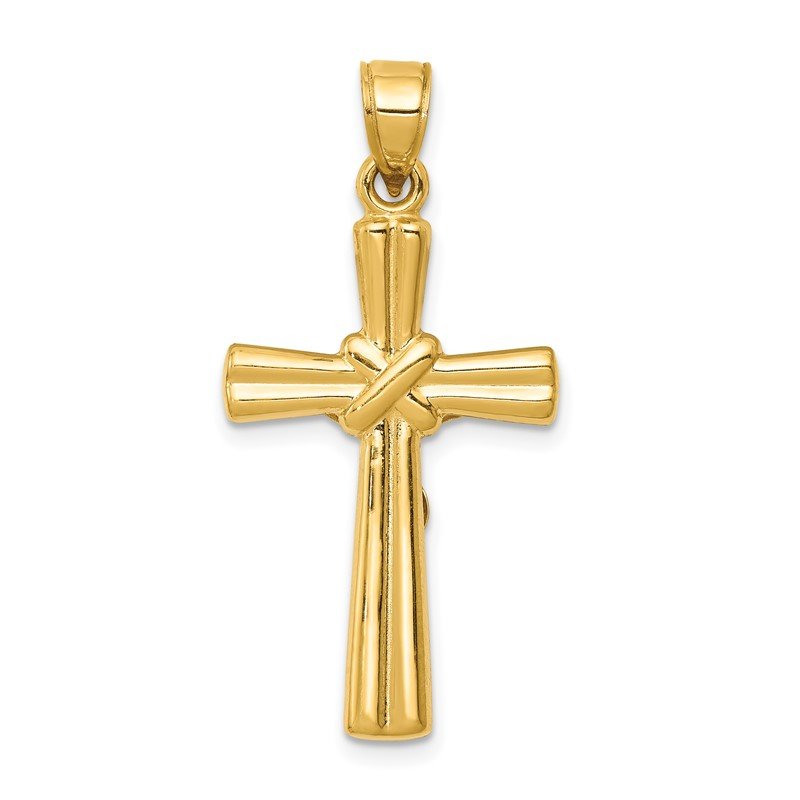 14K Hollow Crucifix Reversible to X-Center Cross Pendant