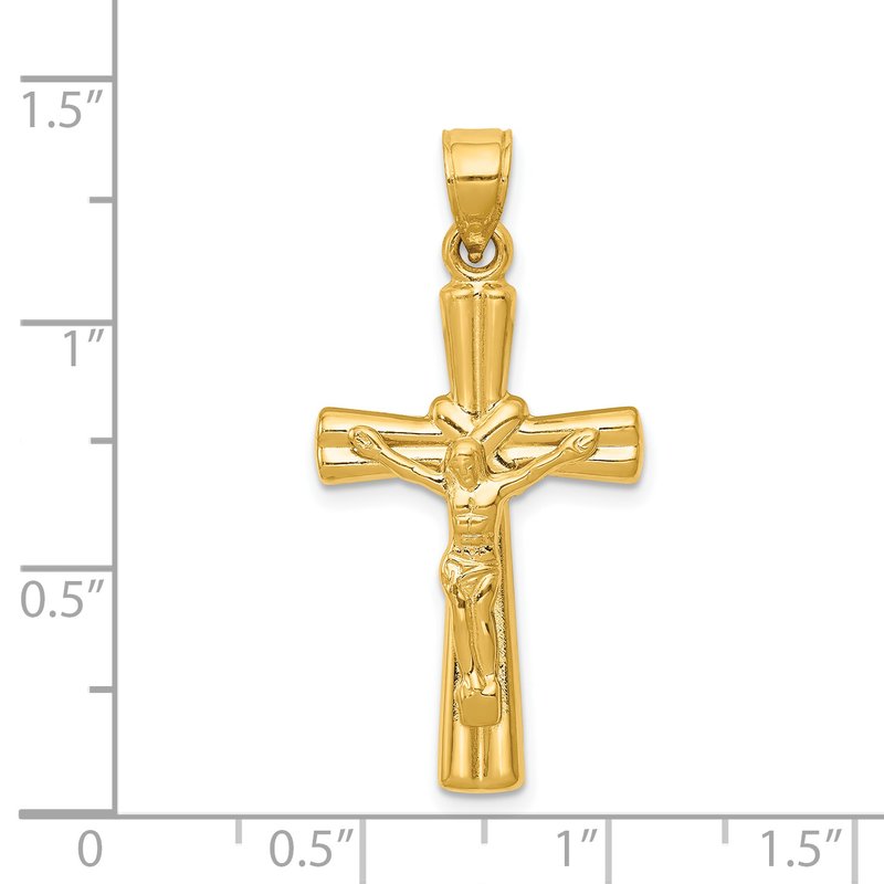 14K Hollow Crucifix Reversible to X-Center Cross Pendant