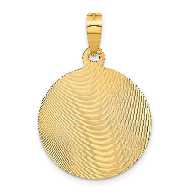 14K Polished Diamond-cut Large Solid Our Lady Of Guadalupe Round Pendant