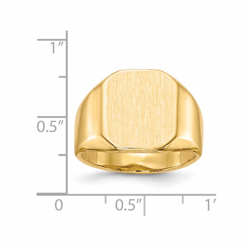 14k 13.0x15.5mm Open Back Mens Signet Ring