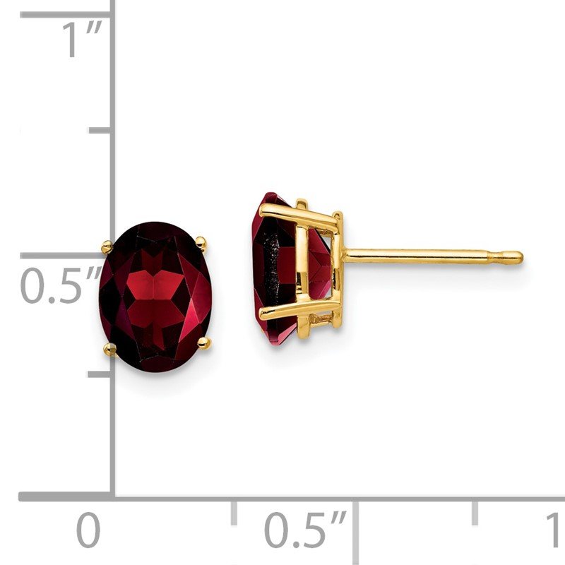 14k 8x6mm Oval Garnet Post Earrings