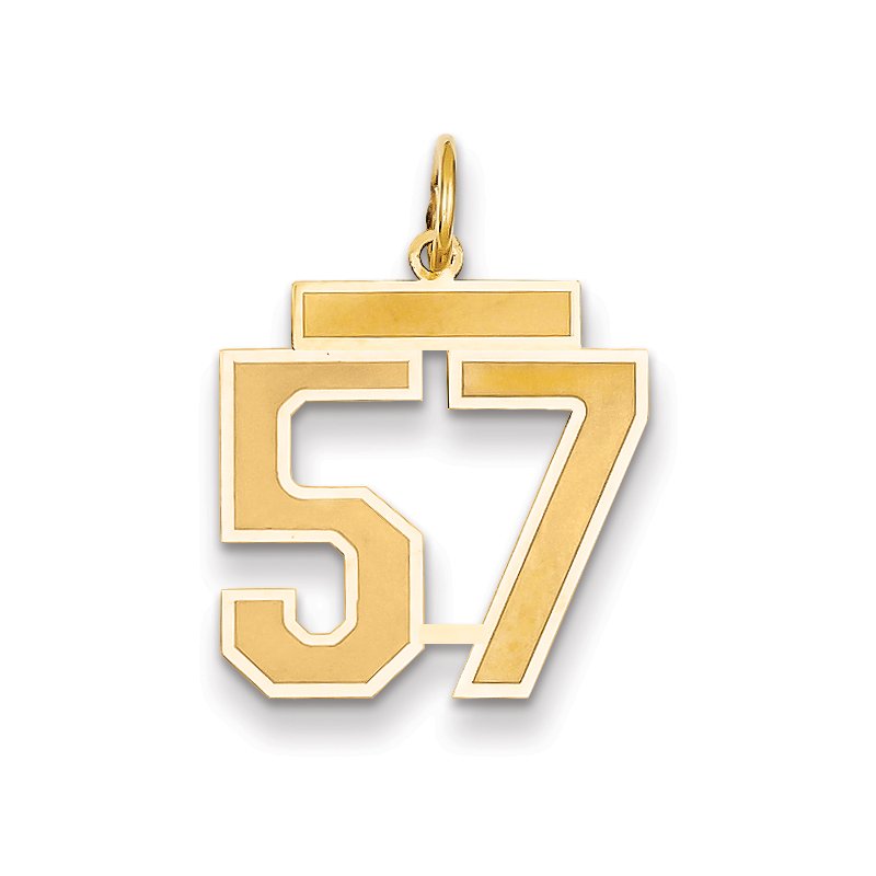 14k Medium Satin Number 57 Charm