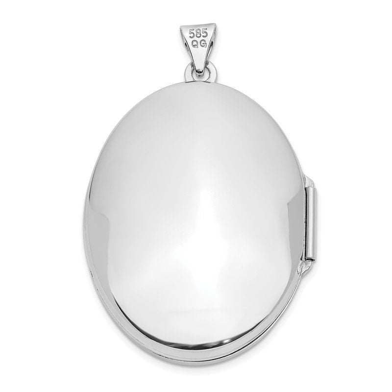 14k White Gold Floral Border 32mm Oval Locket
