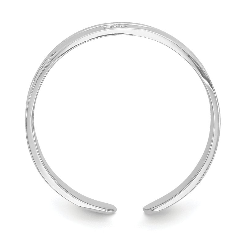14k White Gold Polished w/ Hearts Toe Ring