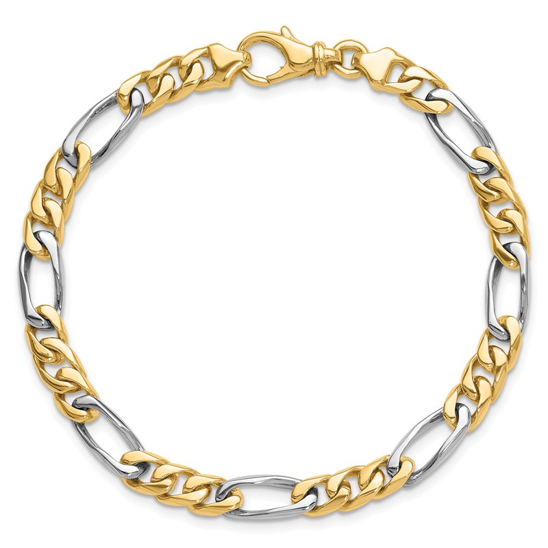14K Two-tone 18 inch 6.1mm Hand Polished Fancy Link with Fancy Lobster Clasp Chain