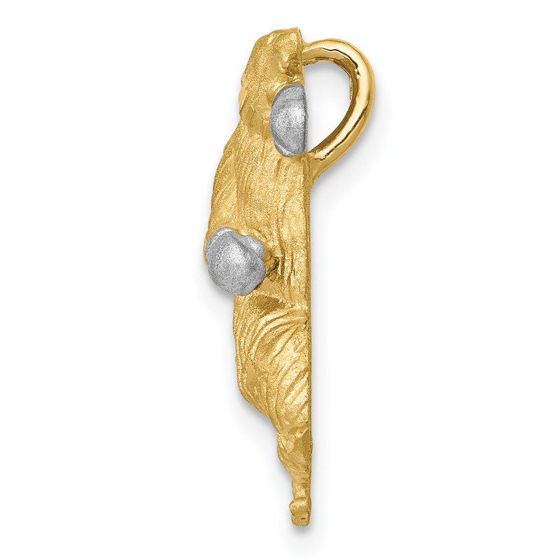 14k and White Rhodium Satin Diamond-cut Boxing Bear Chain Slide