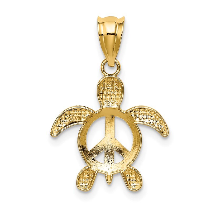 14k Peace Sign Turtle Pendant