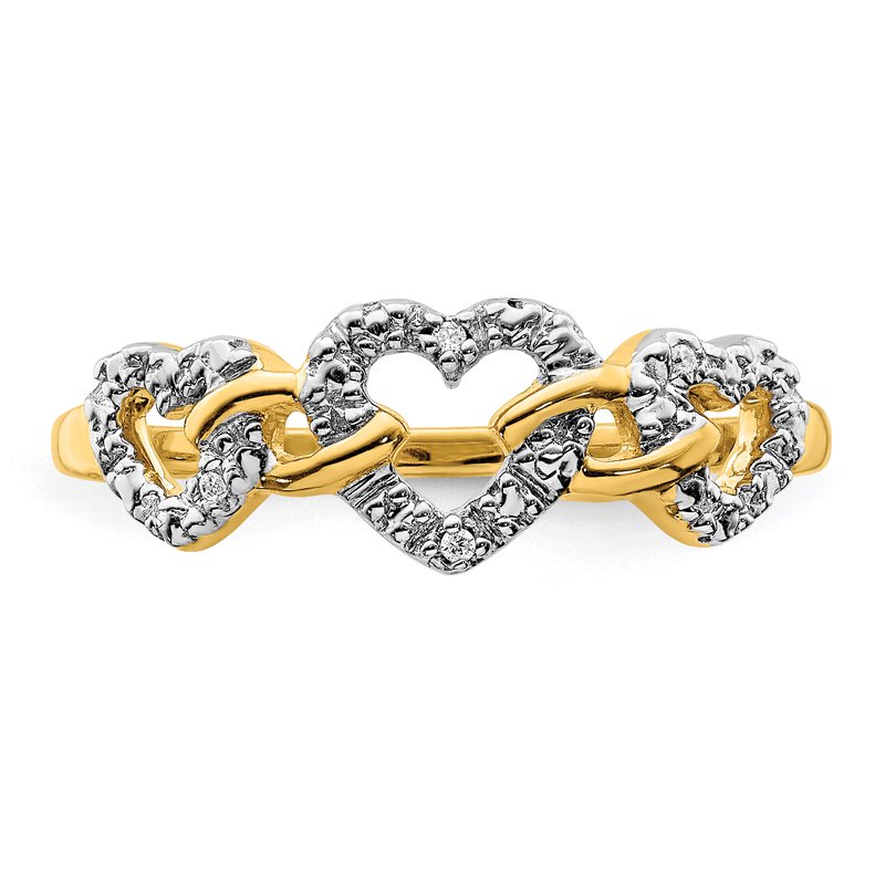 14k Diamond Triple Heart Ring