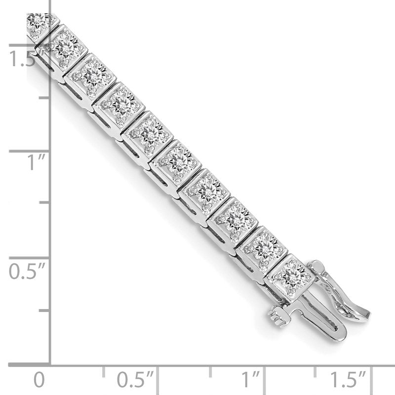 14k White Gold Complete 3.75 carat Round AA Diamond 4-prong 7 inch Tennis Bracelet