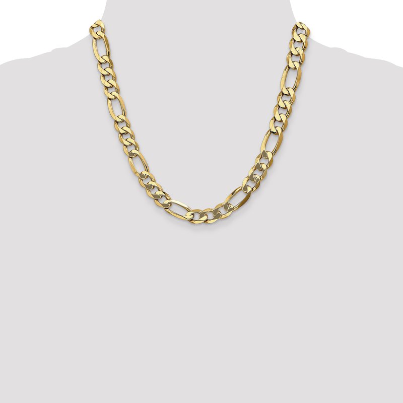 14K 26 inch 10mm Flat Figaro with Lobster Clasp Chain