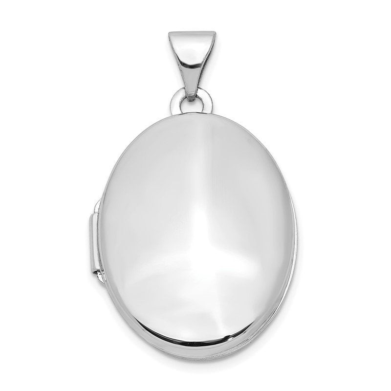 14k White Gold Polished Plain 21mm Oval Locket
