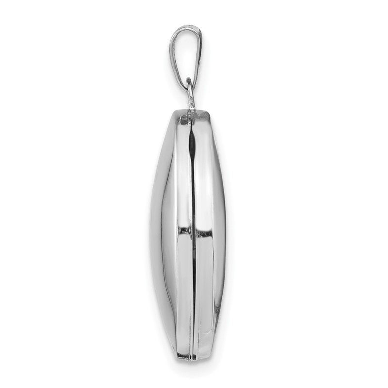 14k White Gold Polished Plain 21mm Oval Locket