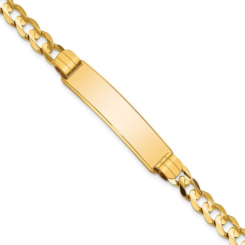 14k Polished Solid Chain/Solid Plate Curb Link 37x9mm Plate 7 inch ID Bracelet