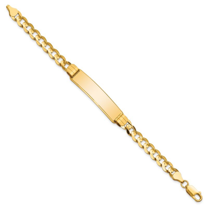 14k Polished Solid Chain/Solid Plate Curb Link 37x9mm Plate 7 inch ID Bracelet