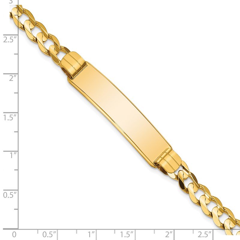 14k Polished Solid Chain/Solid Plate Curb Link 37x9mm Plate 7 inch ID Bracelet