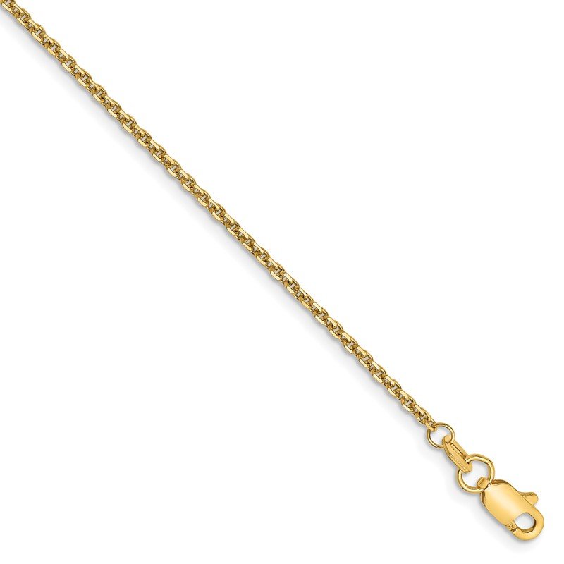 14K 14 inch 1.45mm Solid Diamond-cut Cable with Lobster Clasp Chain