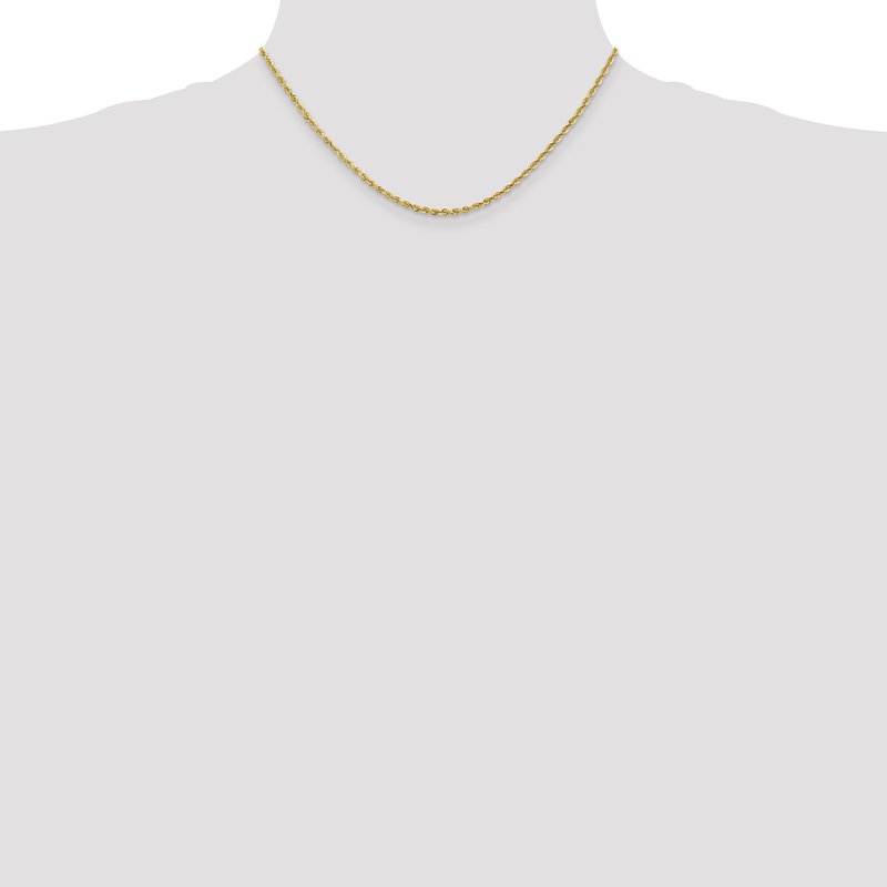 14K 10 Inch 2.25mm Diamond-cut Quadruple Rope Lobster Clasp Anklet