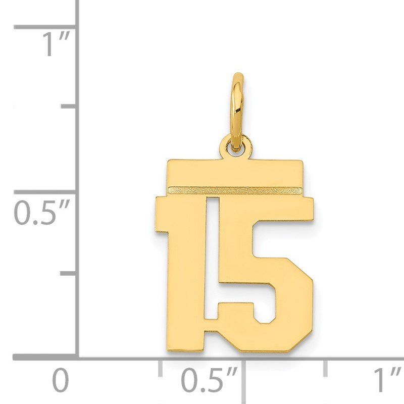 14k Small Polished Number 15 Charm