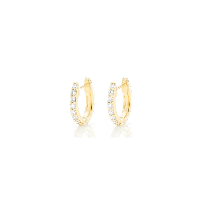 One Row Huggie Hoop Earrings 14K