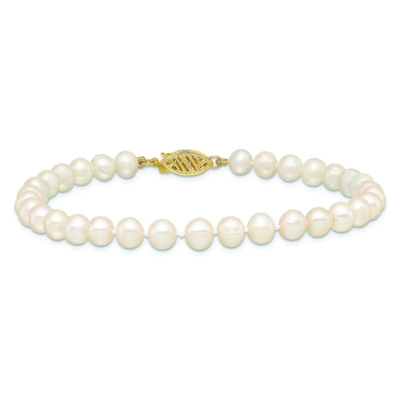 14k 5-6mm White Near-Round Freshwater Cultured Pearl 16 inch Necklace