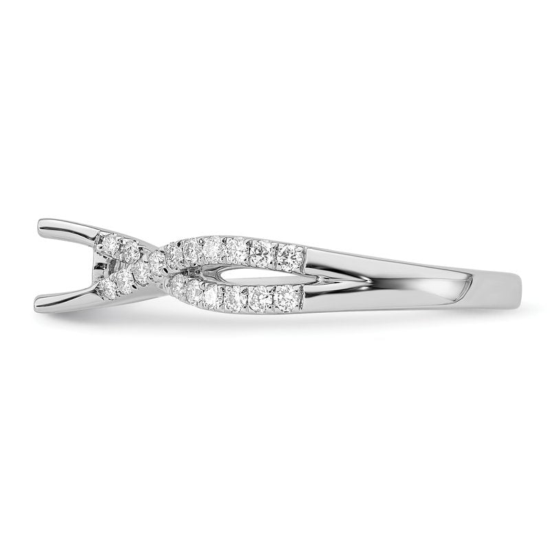 14K White Gold 3/8 carat Lab Grown Diamond VS/SI  D E F  Semi Mount Round By-Pass Engagement Ring