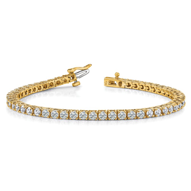 14k Complete 3.92 carat Round AAA Diamond 4-prong 7 inch Tennis Bracelet