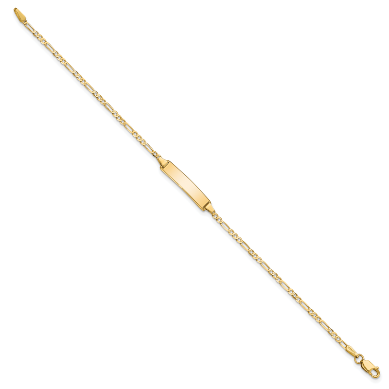 14k Polished Solid Chain/Solid Plate Flat Figaro Link 19.5x4.5mm Plate 7 inch ID Bracelet