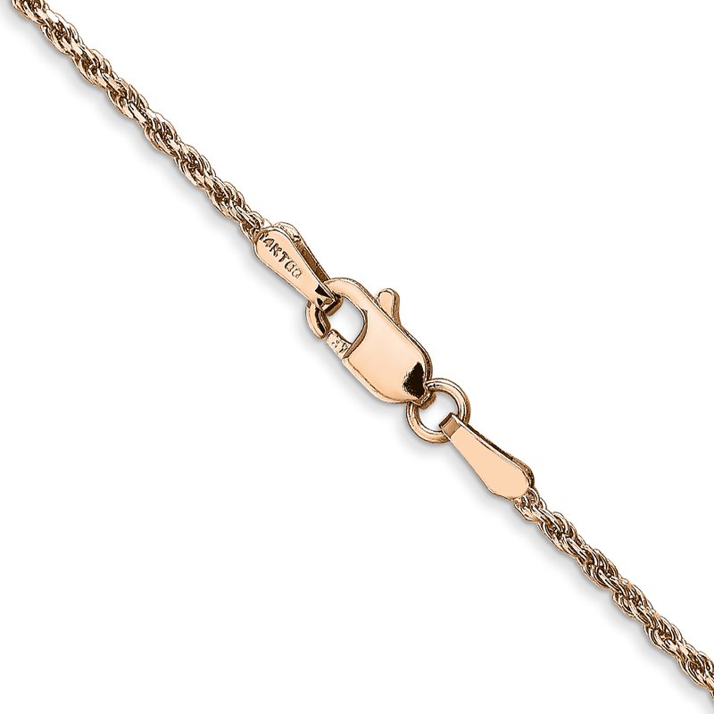 14K Rose Gold 10 inch 1.5mm Diamond-cut Man Made Rope with Lobster Clasp Anklet