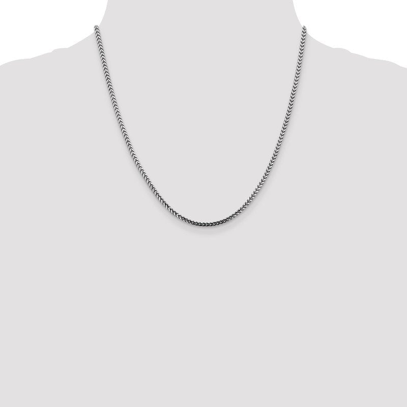 14K White Gold 16 inch 2.5mm Franco with Lobster Clasp Chain
