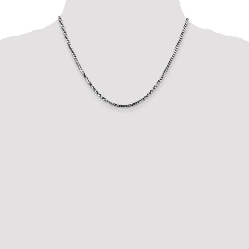 14K White Gold 16 inch 2.5mm Franco with Lobster Clasp Chain