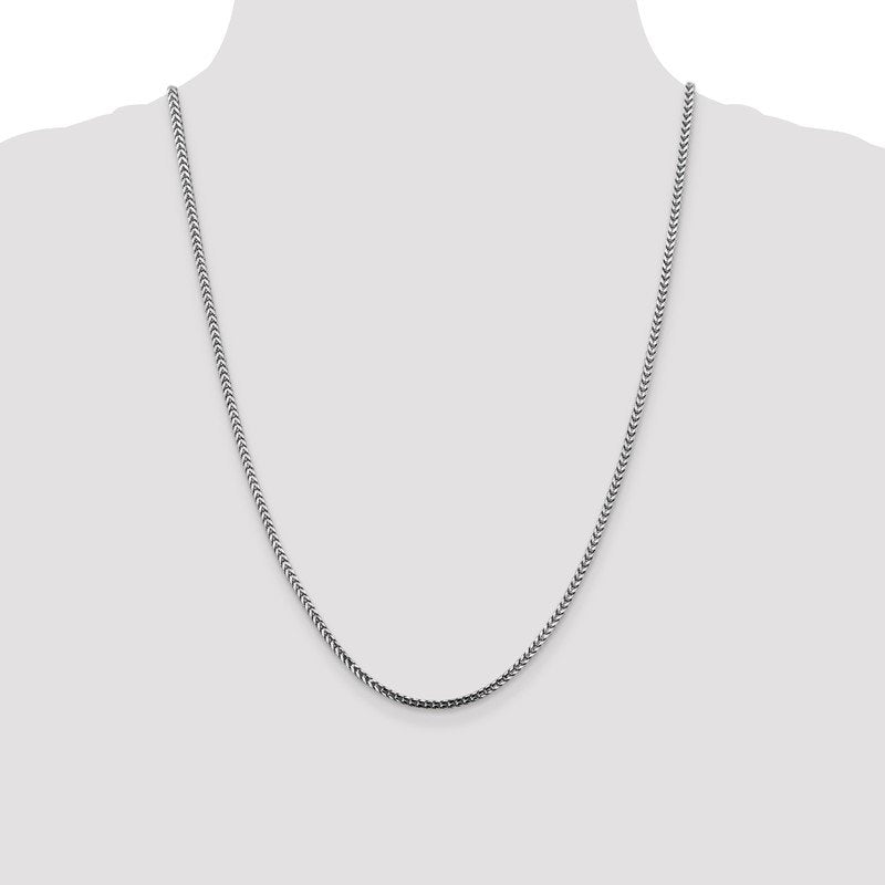 14K White Gold 16 inch 2.5mm Franco with Lobster Clasp Chain