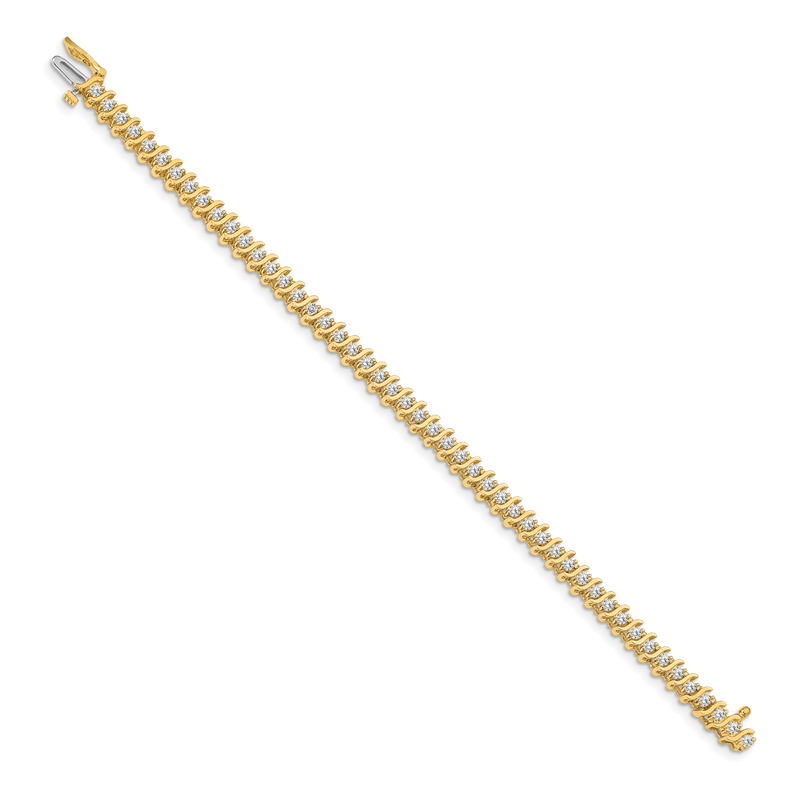 14k Complete 2 carat Round A Diamond 2-prong S-link 7 inch Tennis Bracelet