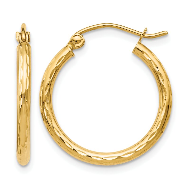14K D/C Hinged Hoop Earrings