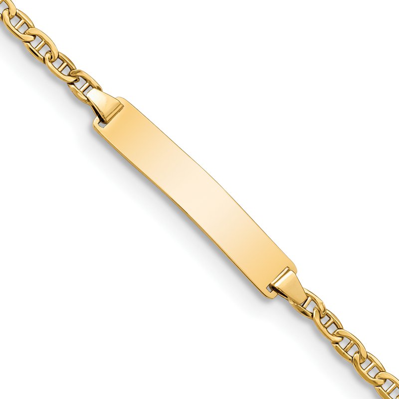 14k Polished Semi-Solid Chain/Solid Plate Anchor Link 20.5x4.5mm Plate 5.5 inch Baby/Child ID Bracelet